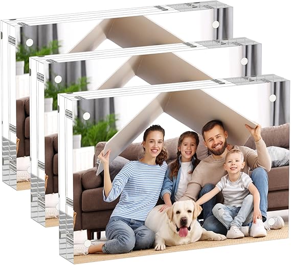 4x4 Acrylic Picture Frames 3 Pack, 20% Thicker Block