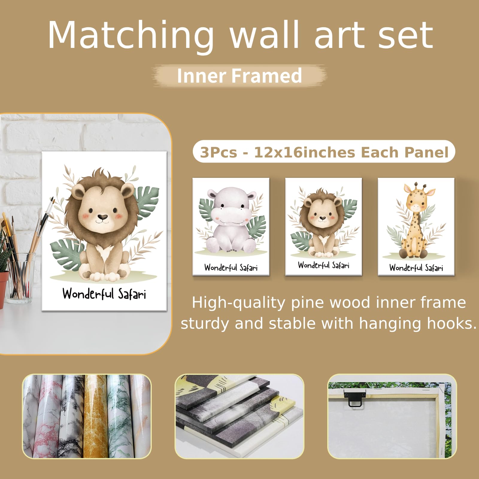 5-Piece Personalized Baby Crib Bedding Set - Animal Safari