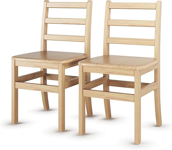 Little Innovators 16"; 2 Pack Kids Wooden Ladderback School Chairs