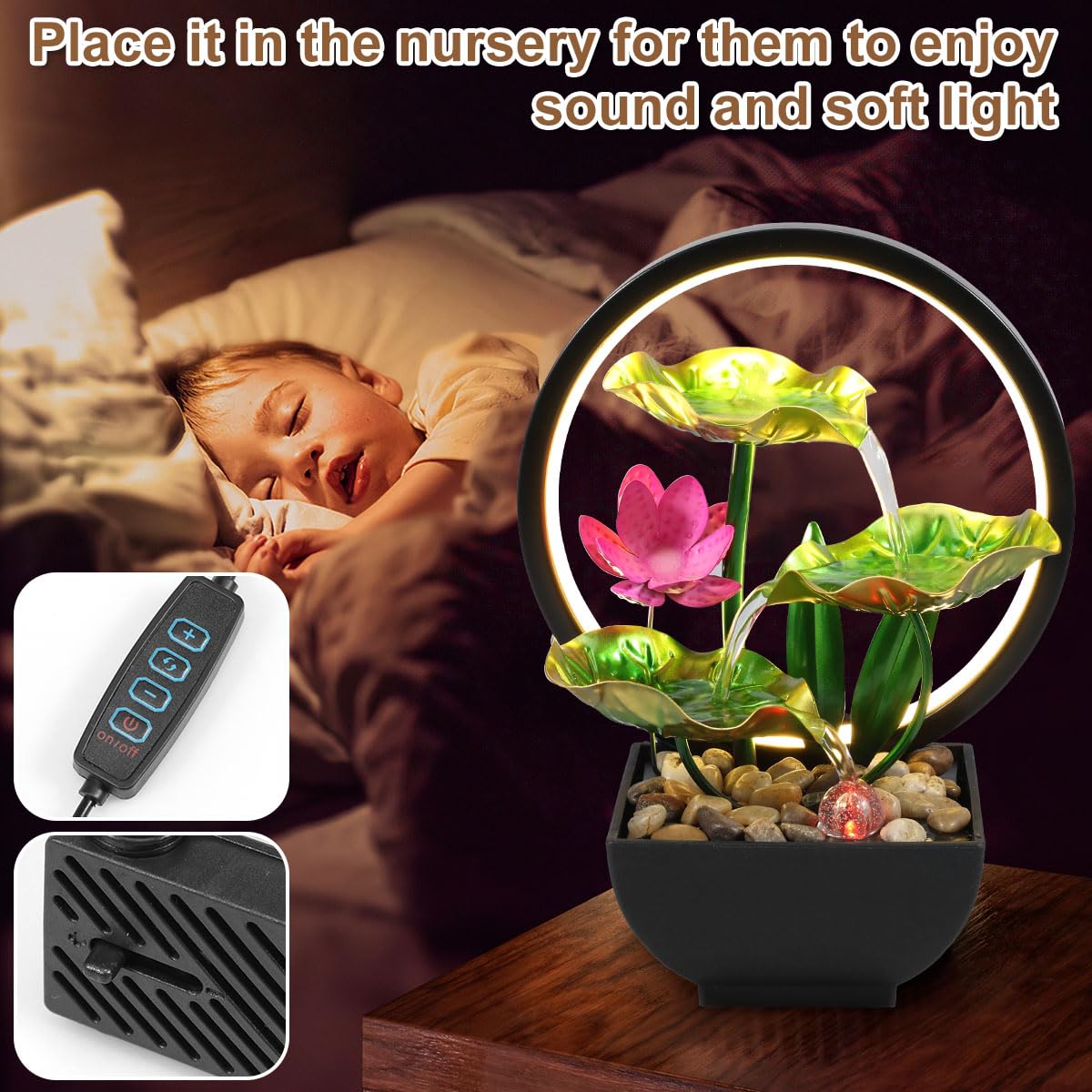 3-Tier Leaf Tabletop Water Fountain with LED Lights