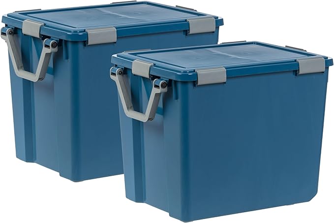 WeatherPro 103 Qt Eco-Friendly Storage Bins with Lids, 2 Pack, BPA-Free Plastic Gasket Box