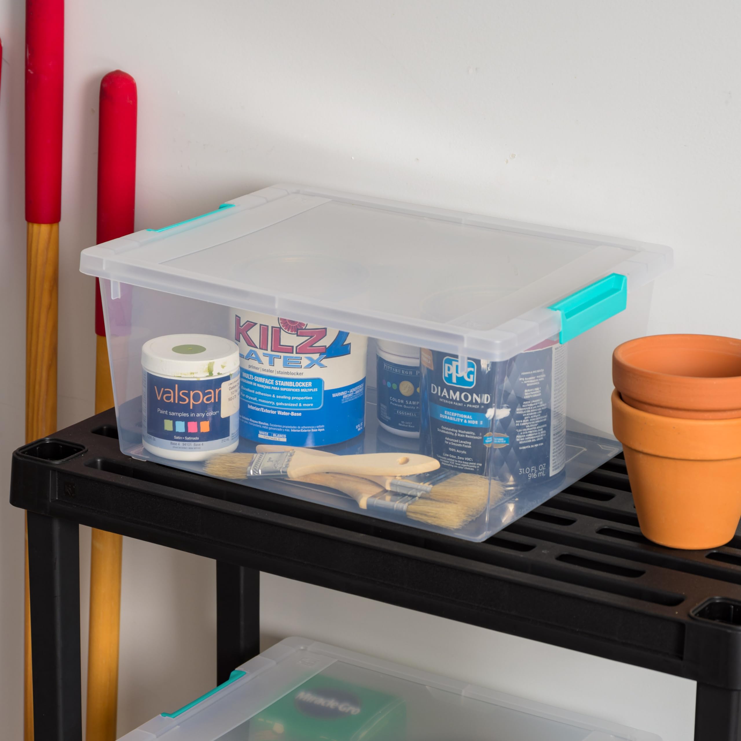 12 Qt Clear Plastic Storage Bins with Lids 4-Pack