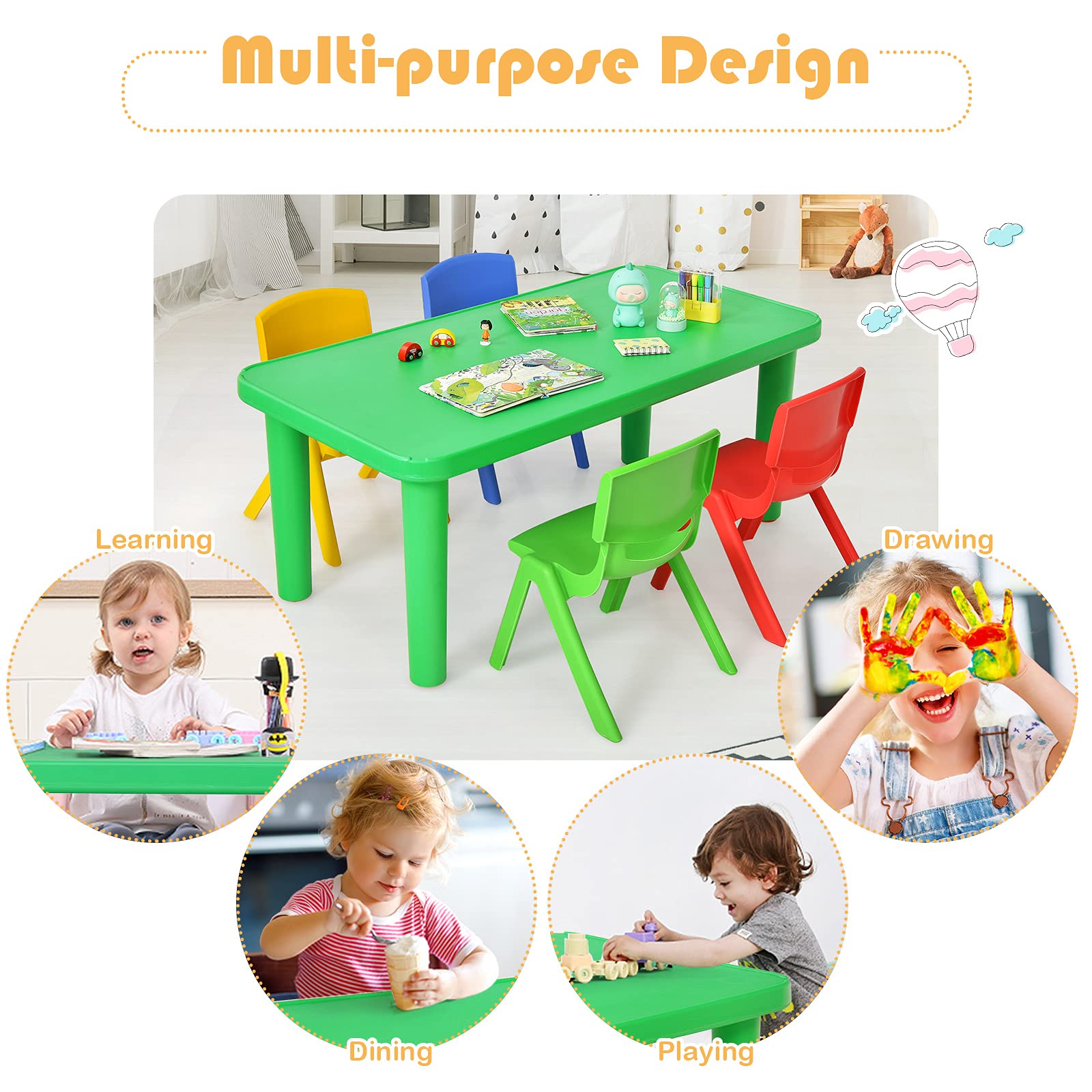 Kids Plastic Activity Table for Learning and Play