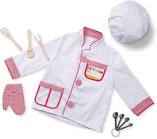 Chef Role Play Costume Dress -Up Set With Realistic Accessories Pretend