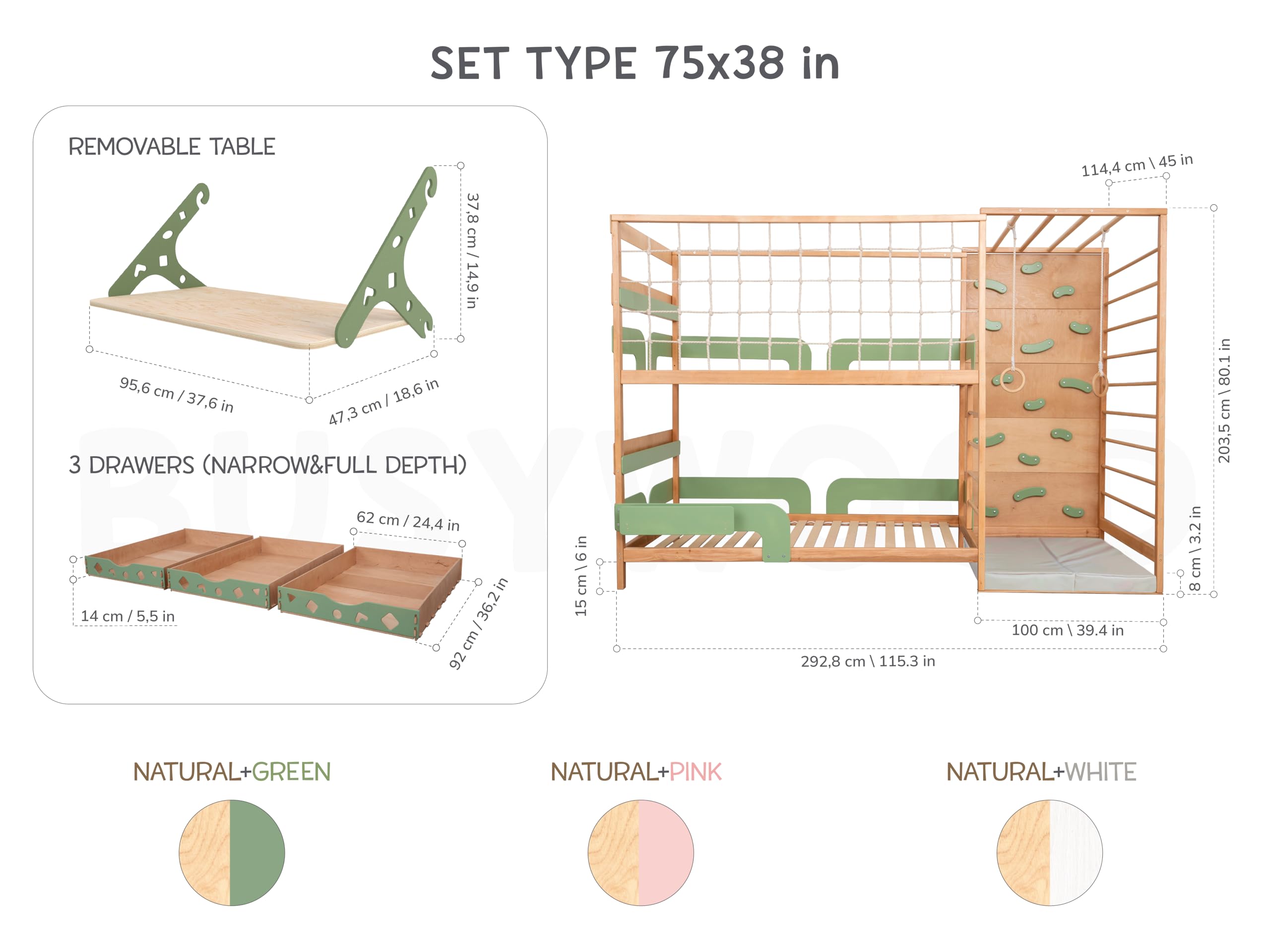 2-in-1 Bunk Bed with Desk and Indoor Jungle Gym