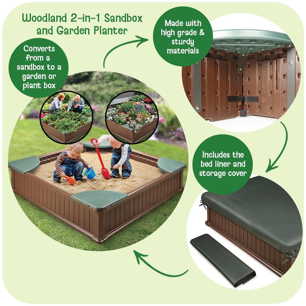 2-in-1 Outdoor Sandbox Garden Planter