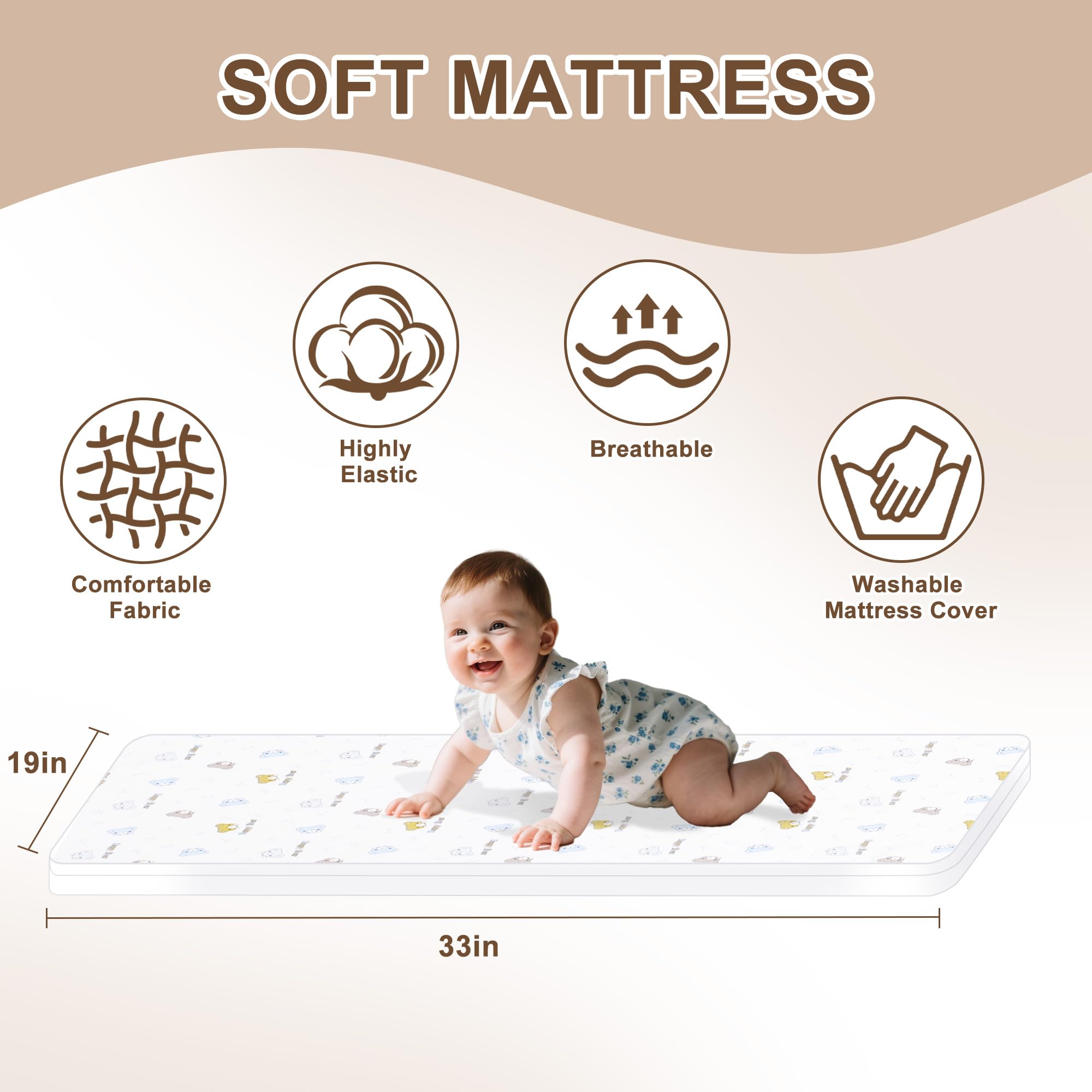 Baby Bassinet Bedside Sleeper with Adjustable Height and Wheels