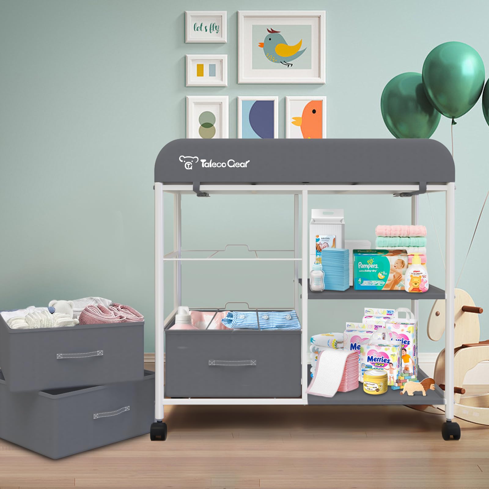 Portable Baby Changing Table with Storage Baskets