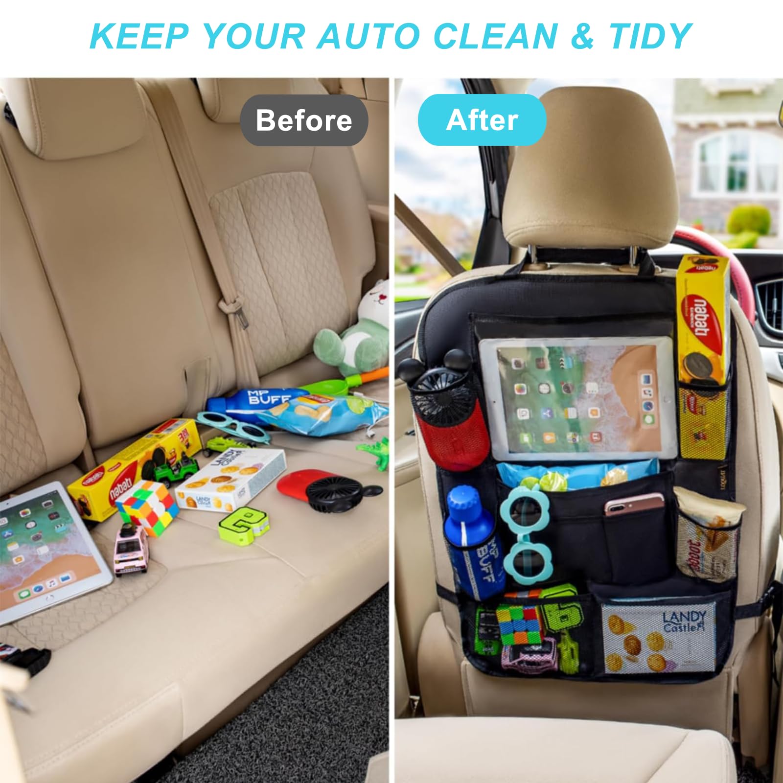 Car Back Seat Organizer with Tablet Holder