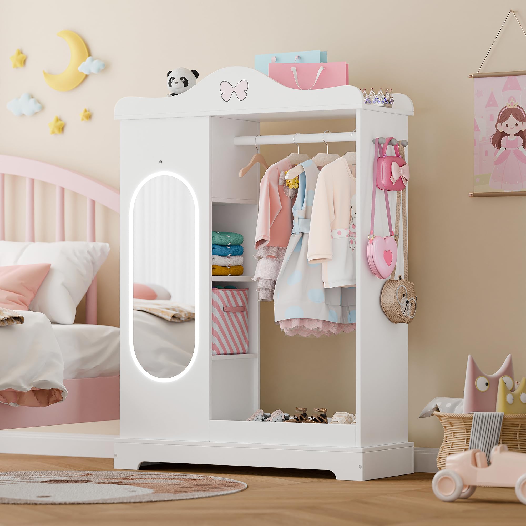Kids Armoire with Jewelry Cabinet and Mirror