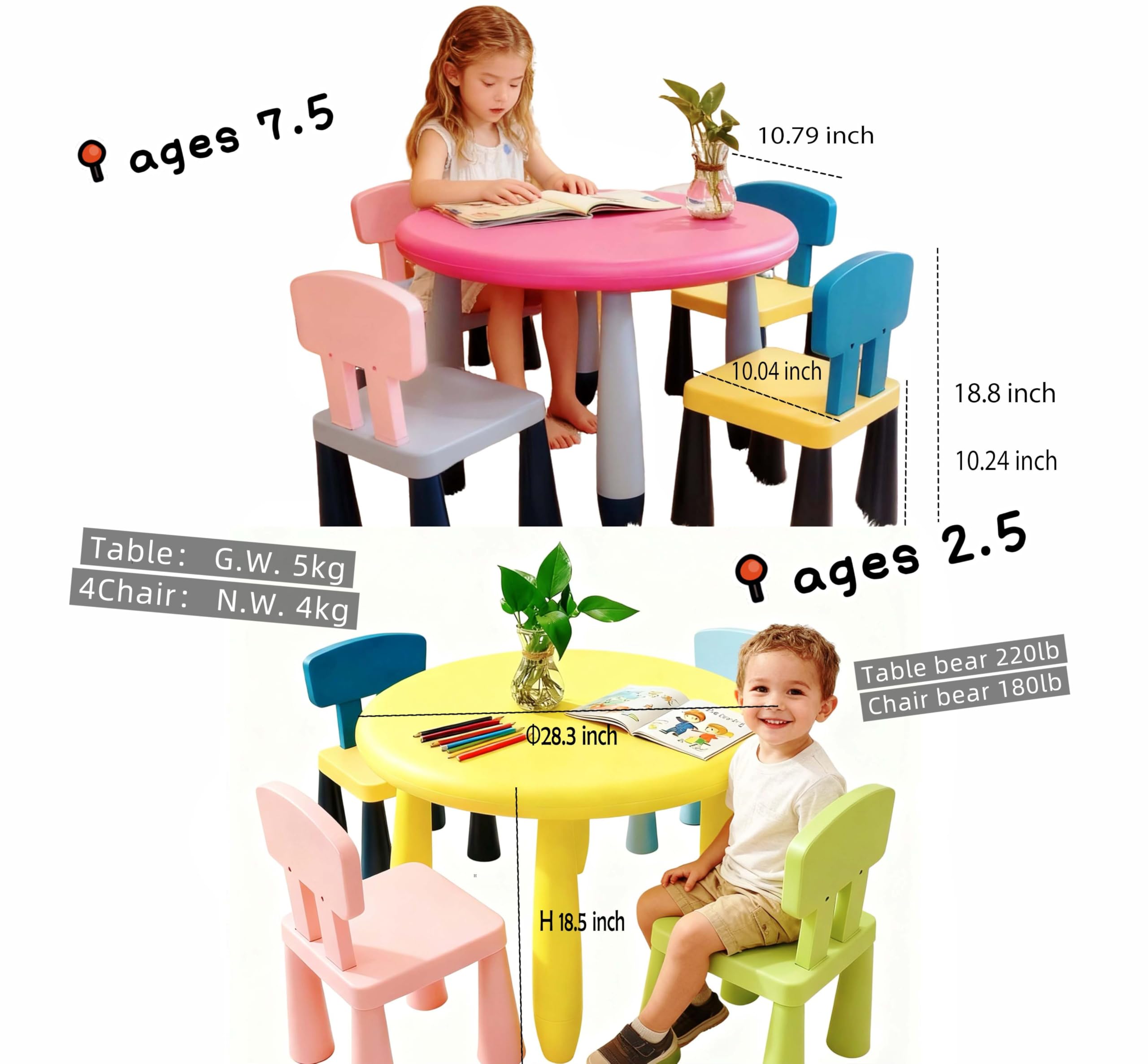 Kids Table and 4 Chairs Set