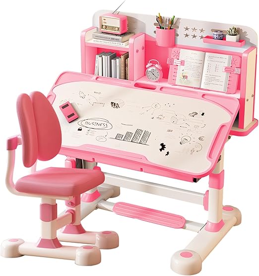 Table and Chair Set, Adjustable Art Desk Girls Desk for Bedroom