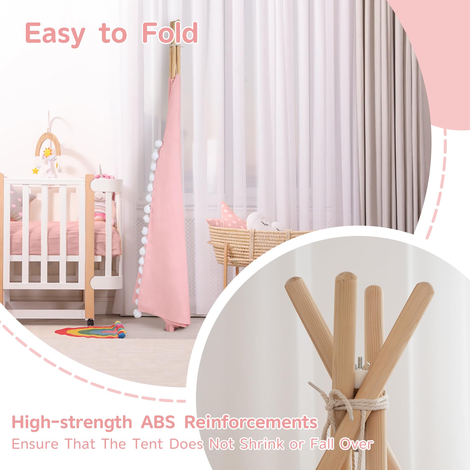Kids Cotton Canvas Teepee Tent with Padded Mat