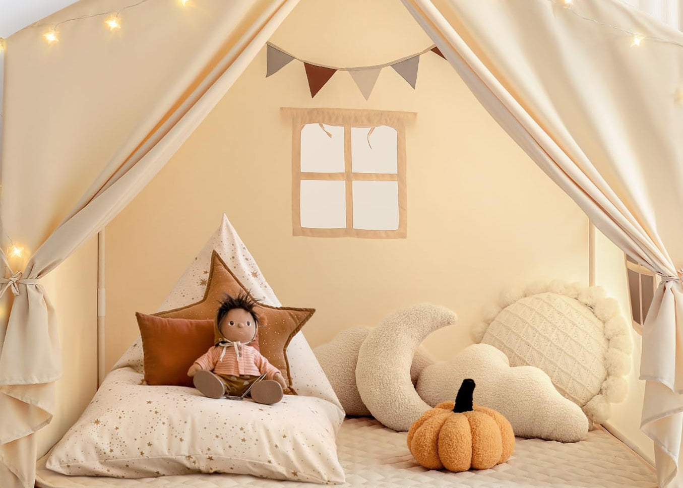 Tent with Padded Mat, Large Kids Tent Indoor Play Cottage
