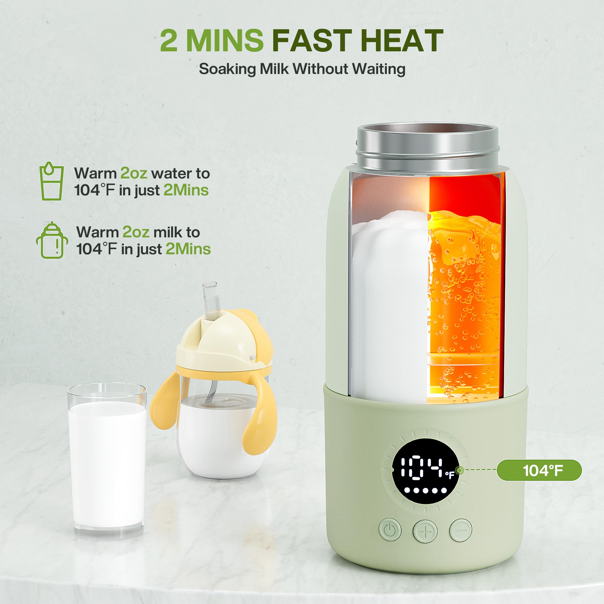 Portable Bottle Warmer for Travel,Formula Container to Go 12.8oz Baby Bottle Warmer
