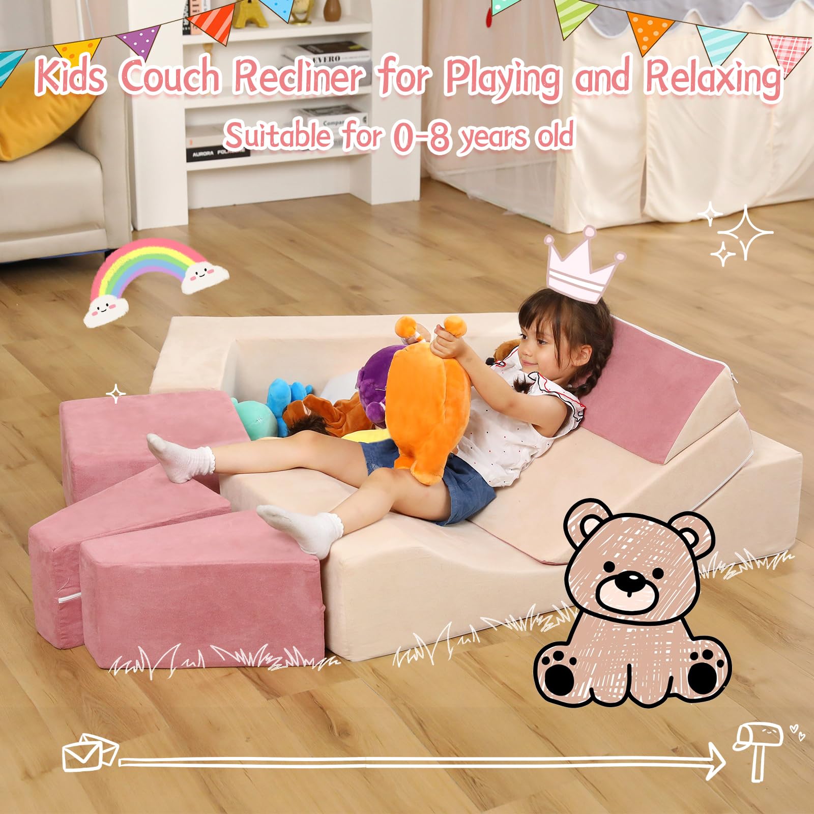 Modular Kids Play Couch with Recliner