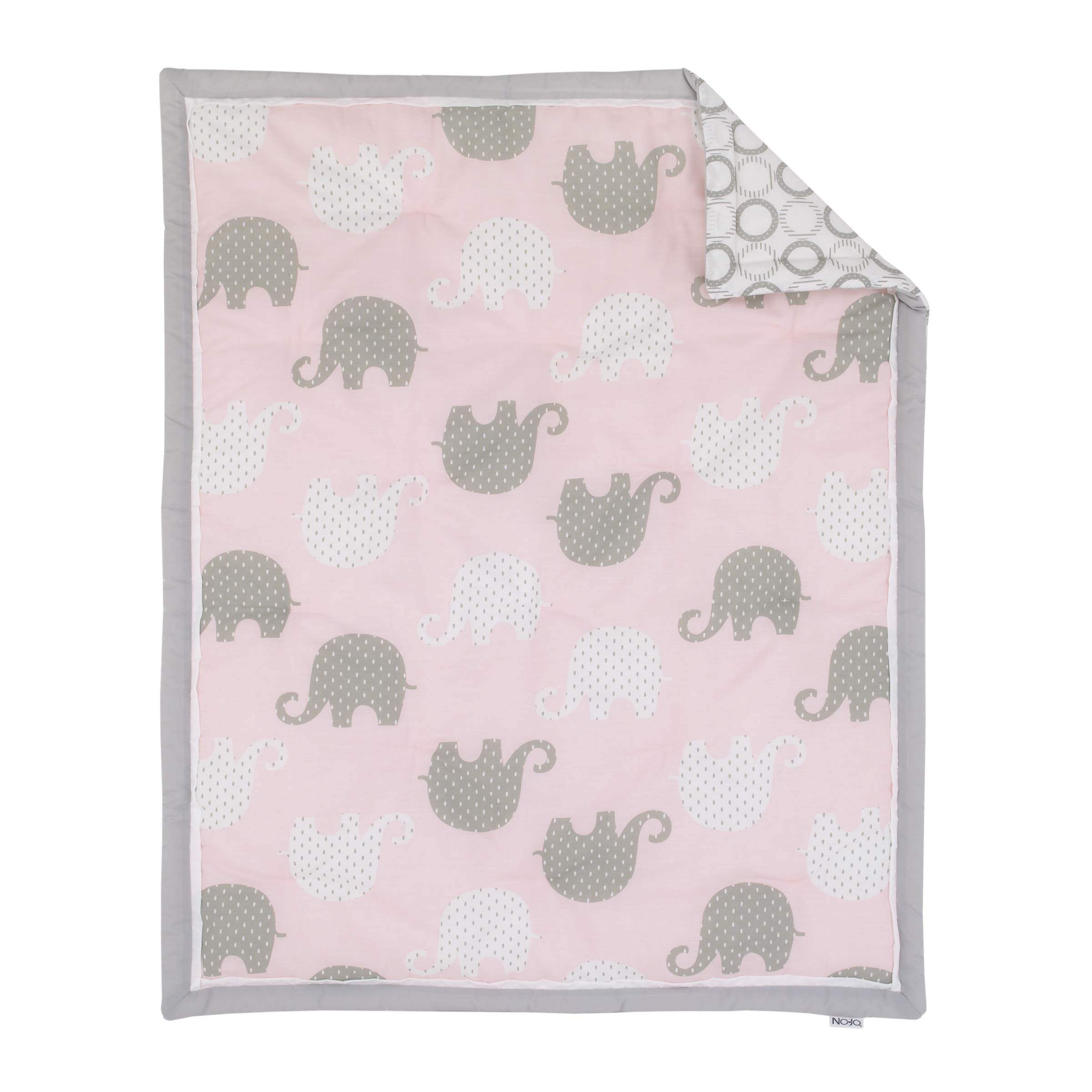 Pink Grey Elephant 8-Piece Crib Bedding Set - Complete Nursery Collection