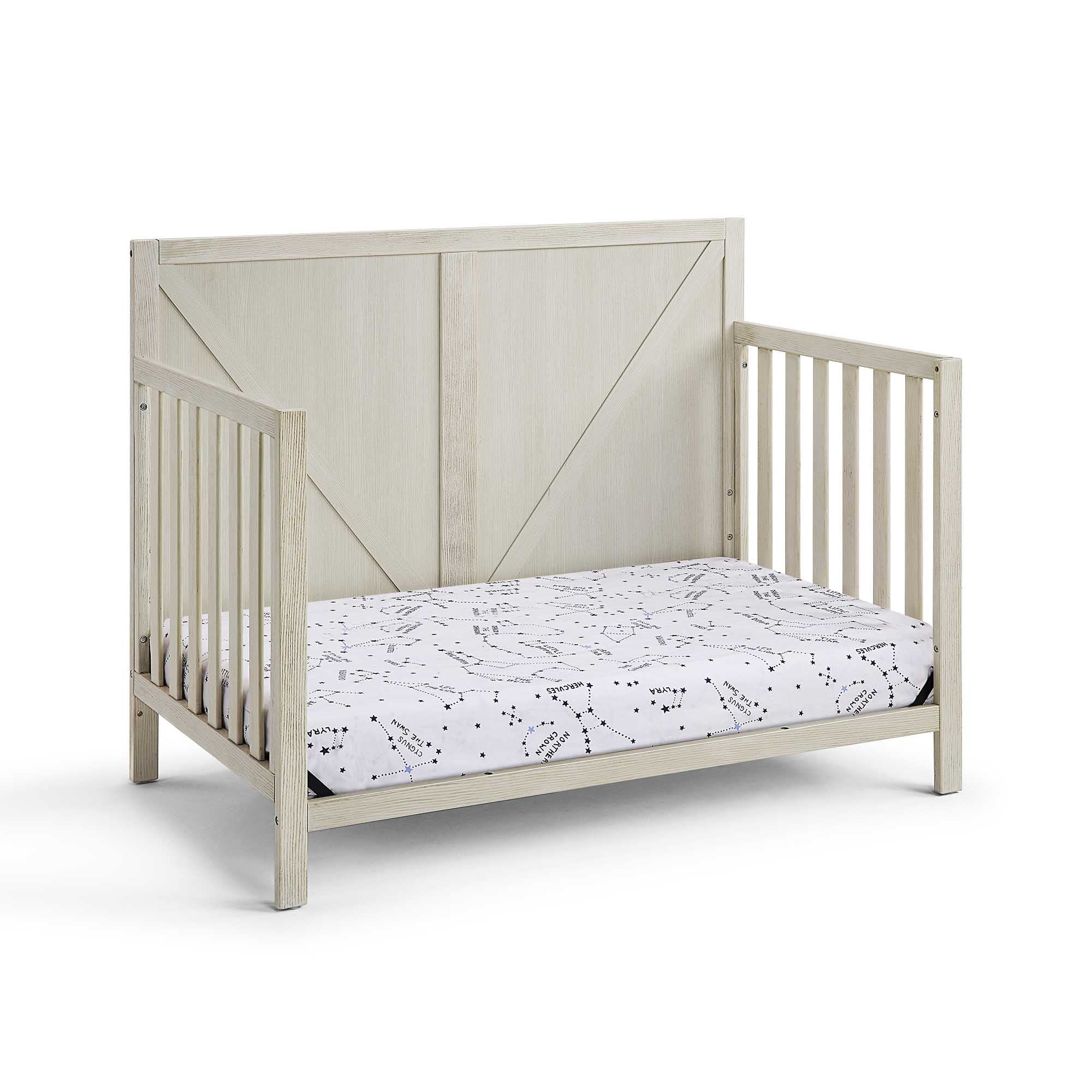 4-in-1 Convertible Crib in Washed Gray