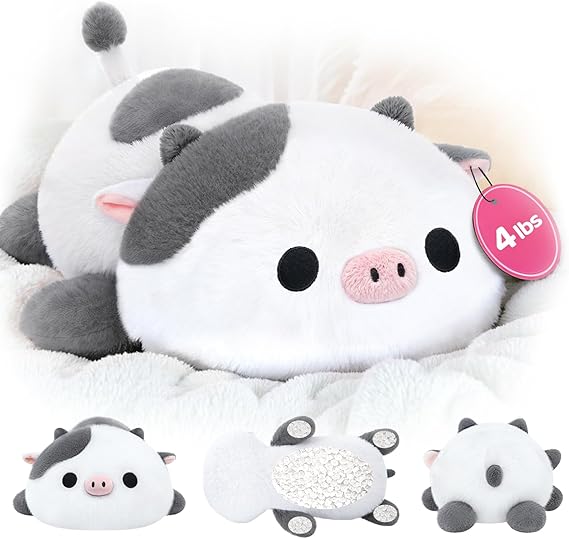Weighted Highland Cow Plush, Weighted Stuffed Animals 4.0 Lbs, Cow Plush for Kids
