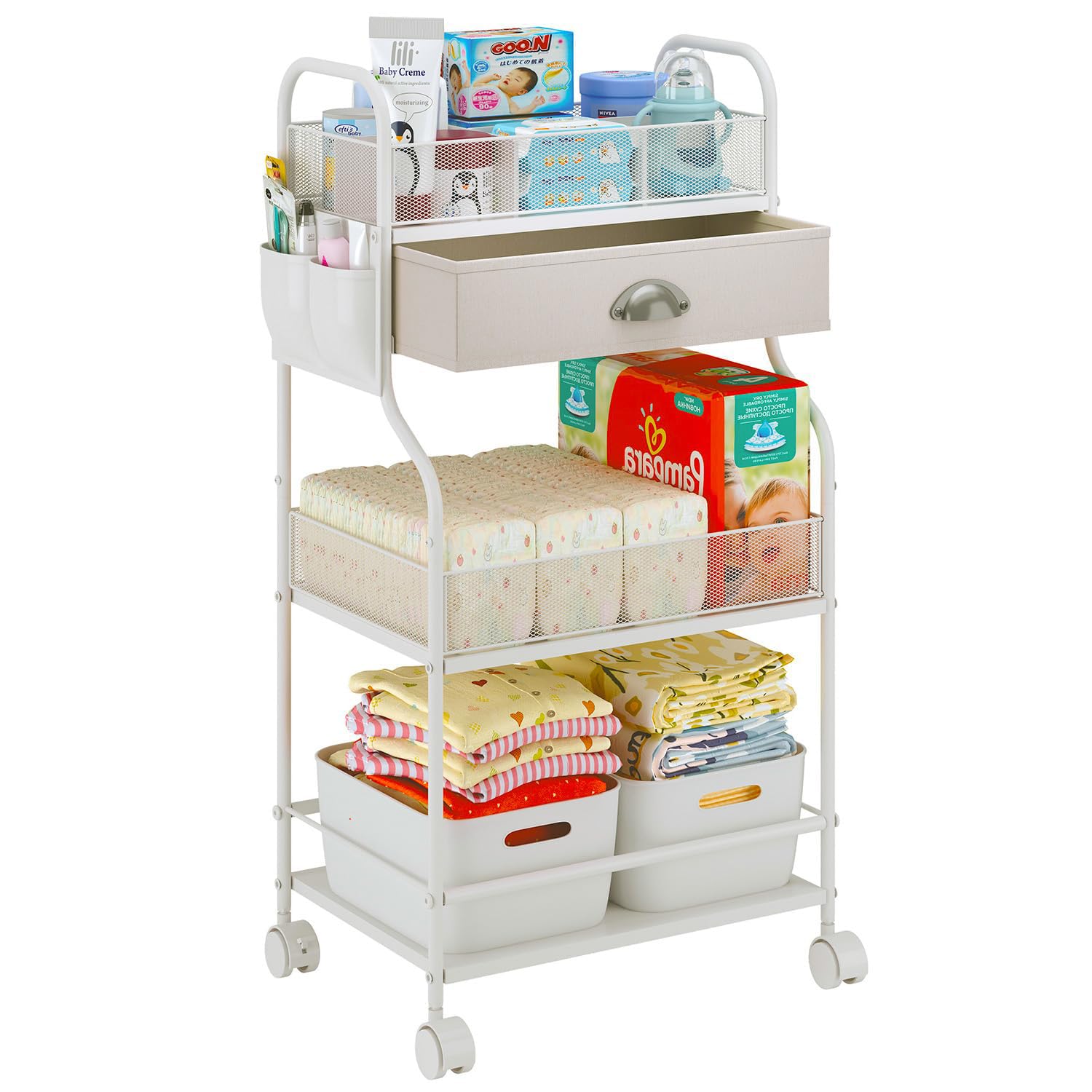 Baby Diaper Caddy Cart Organizer -3 Tier, Bedside Nursery