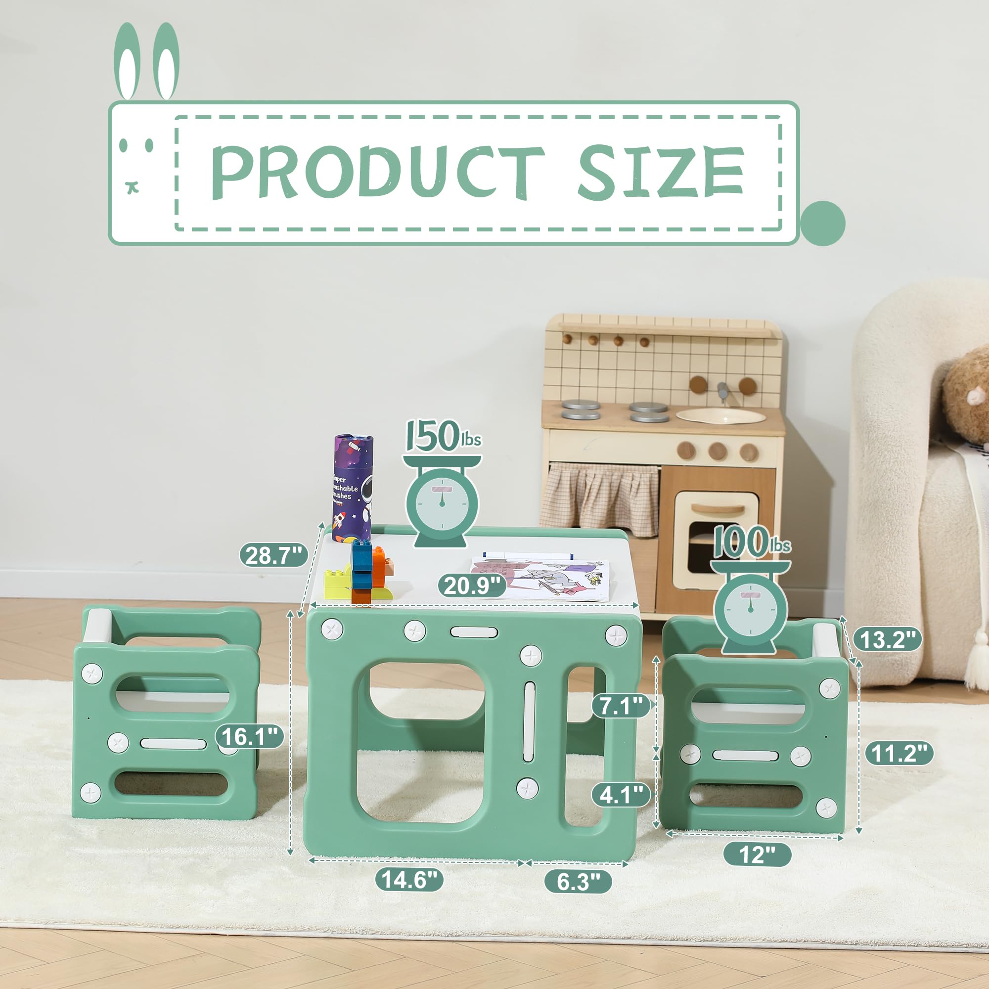 Montessori Table and Chair Set for Kids Ages 3-8