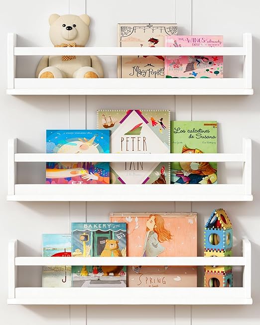 Floating Book Shelves for Wall, 24 Inch Long Wall Bookshelf
