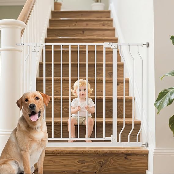 29-48" Baby Gate for Stairs, Baby Safety Essentials, Auto Close Dog Gate