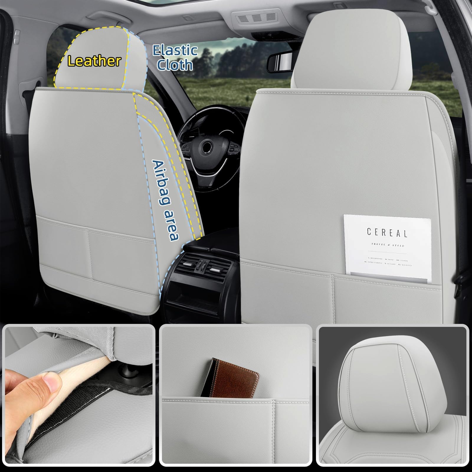 Car Seat Covers Full Set, 5 Seat Covers for Cars, Car Seat Protector Waterproof