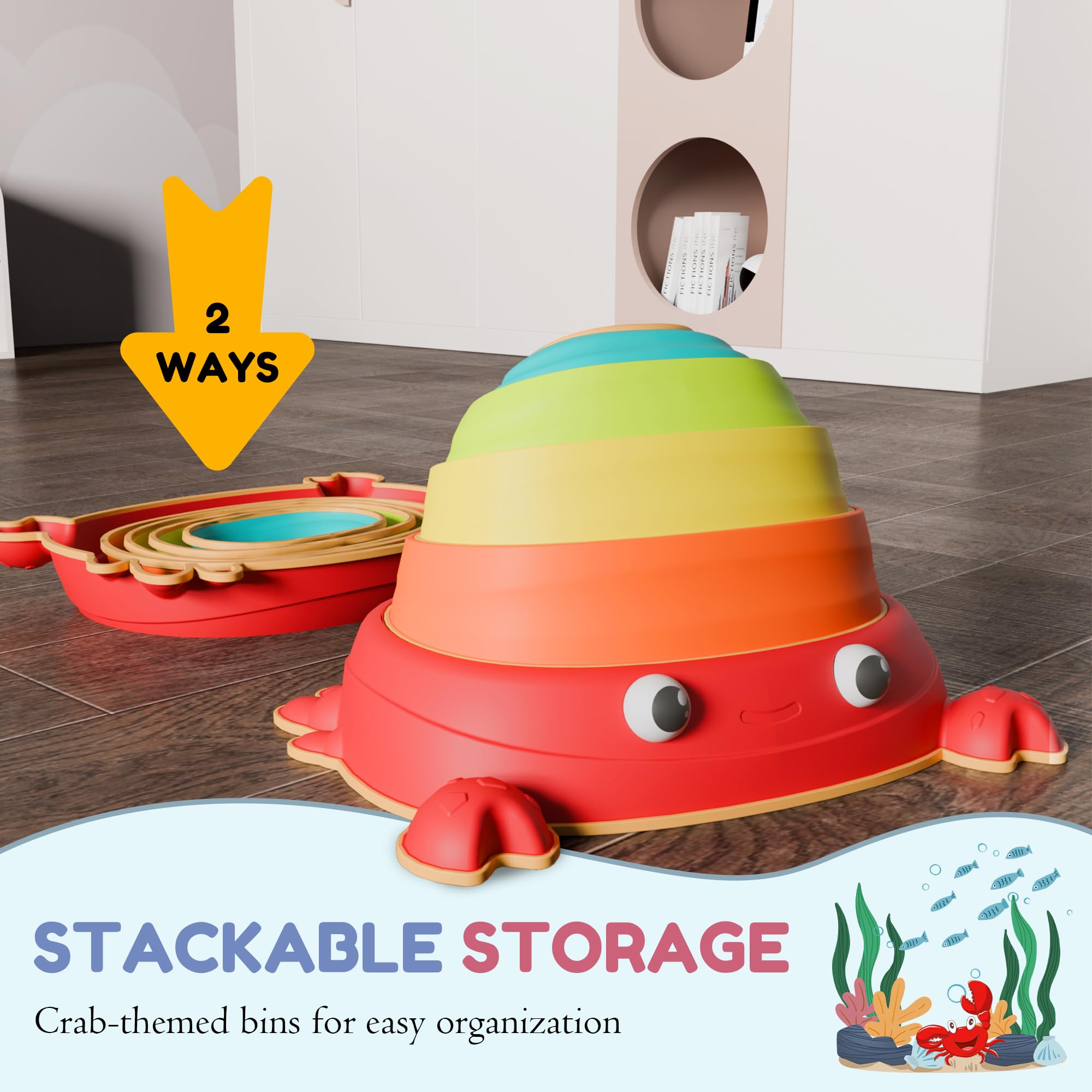 makarci Crab Stepping Stones for Kids,5pcs Double Anti-Slip Balance Sensory Stepping Stones Promoting Toddlers’ Sensory and Coordination Development，Indoor and Outdoor Play for Kids 3-8