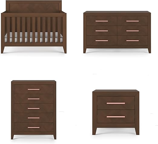 Crib, Double Dresser, Chest, and Nightstand Nursery Set