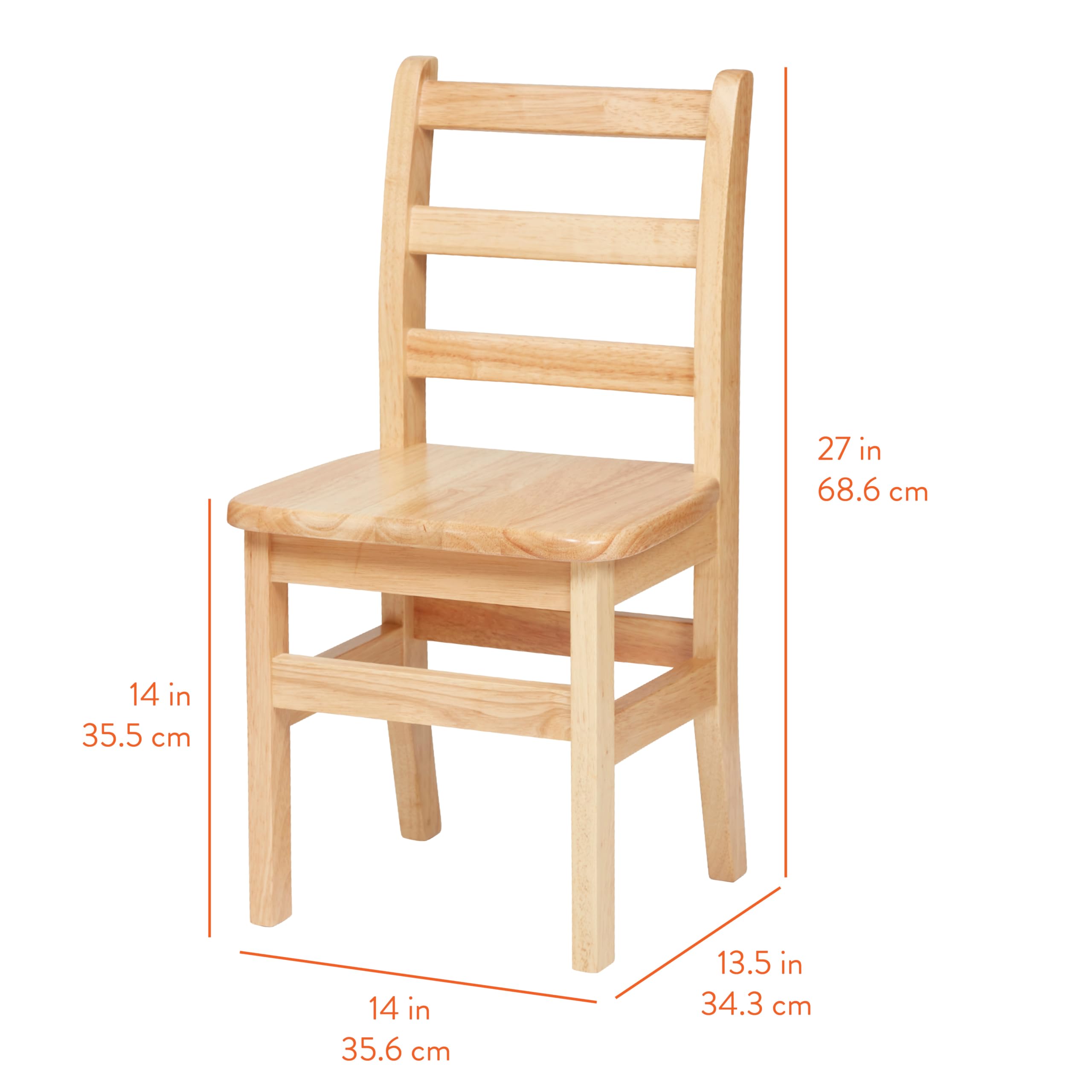 Wooden Ladderback Kids Chairs 2-Pack