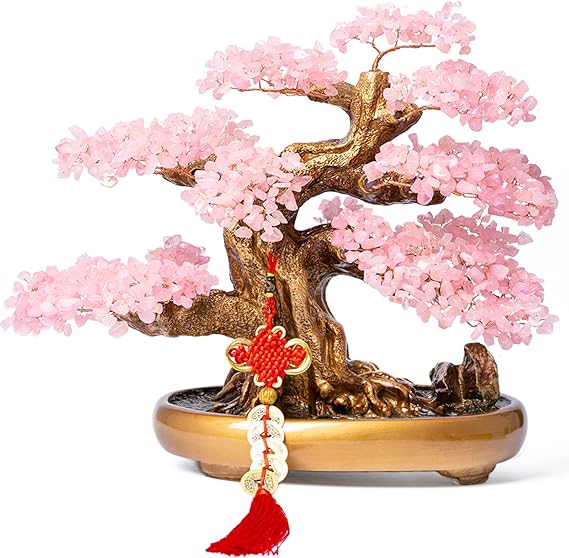 Green Aventurine Gemstone Crystal Bonsai Tree of Life Large Feng Shui