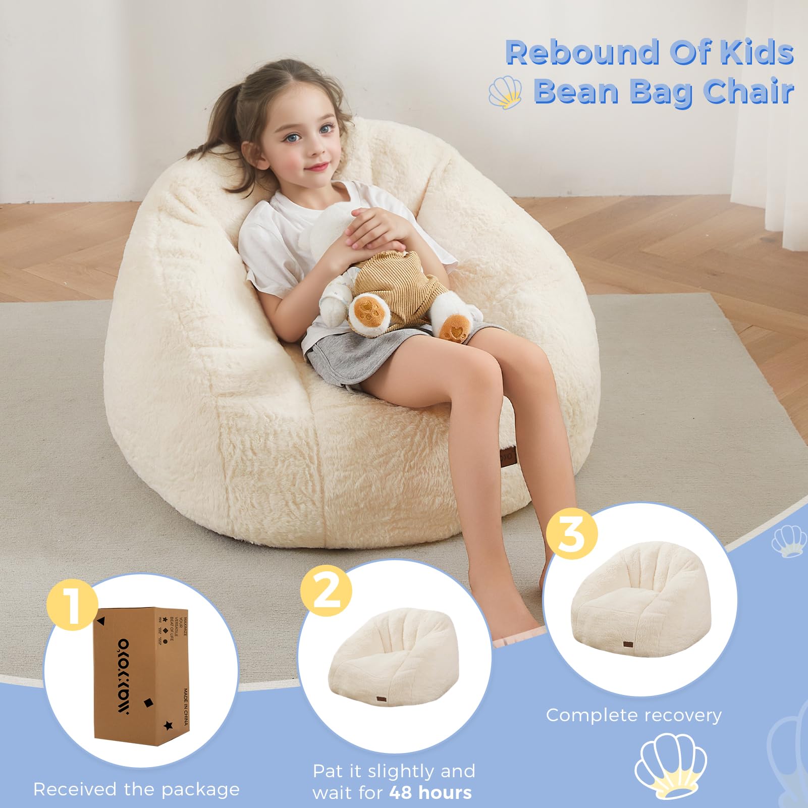 Shell Shaped Bean Bag Chair for Kids