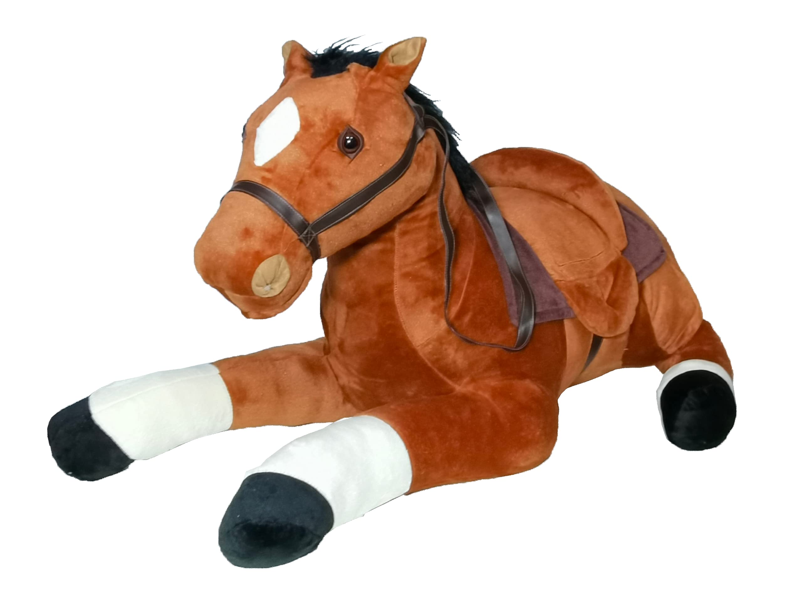 52Inches Big Horse Stuffed Animal, Cute Plush Soft Toy, Dark Brown