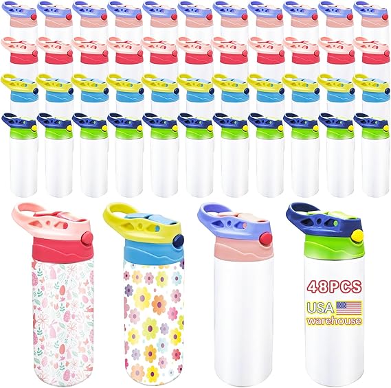 4pcs 12oz sublimation Blanks sippy cup,sublimation tumblers for kids