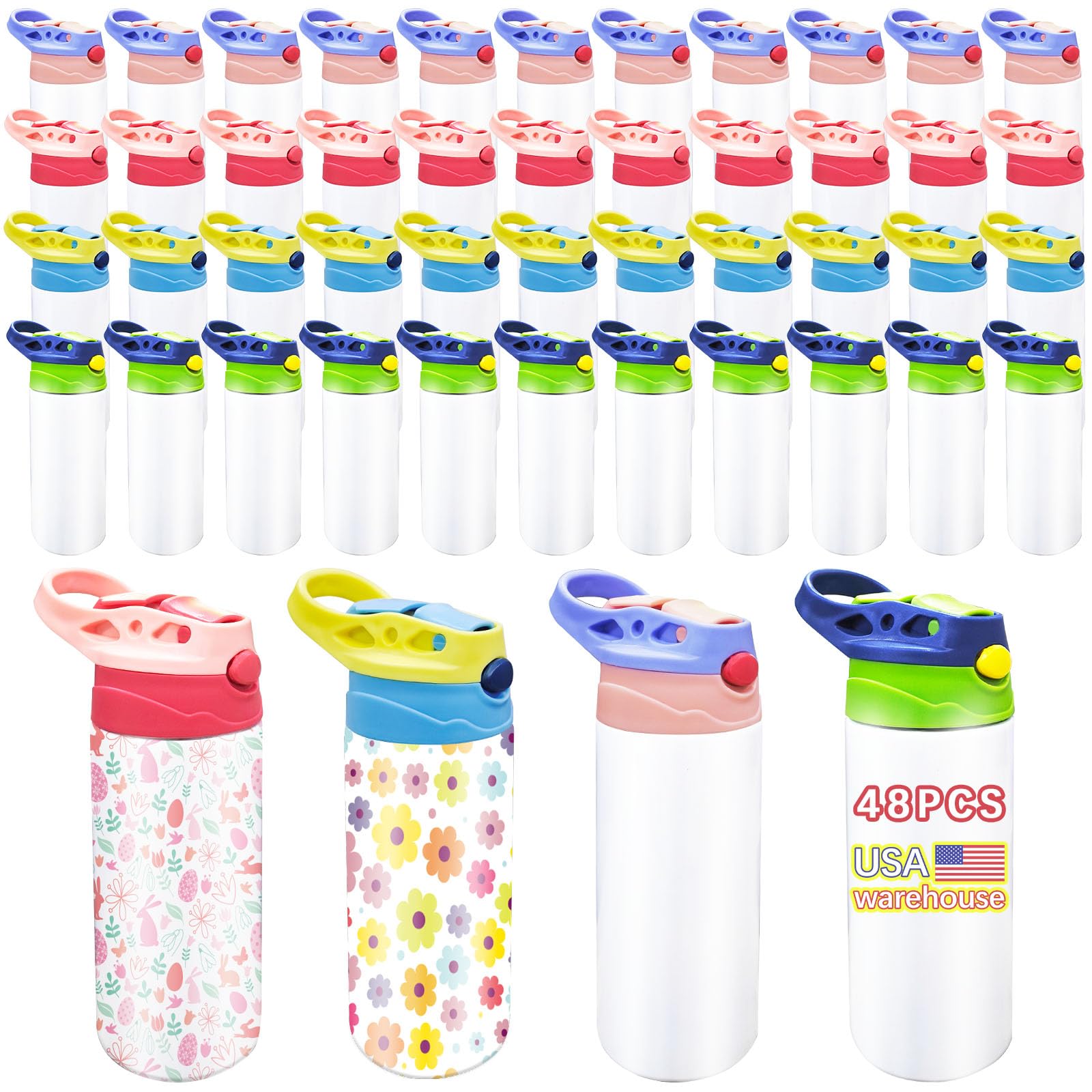 48pcs 12oz sublimation Blanks sippy cup,sublimation tumblers