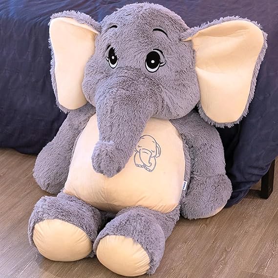 Large Soft Huggable Elephant Plush Toy, 27'' - Cute Fluffy Stuffed Elephant for Baby