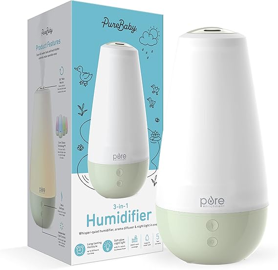 PureBaby® 3-in-1 Whisper-Quiet Humidifier, Color Changing Night Light