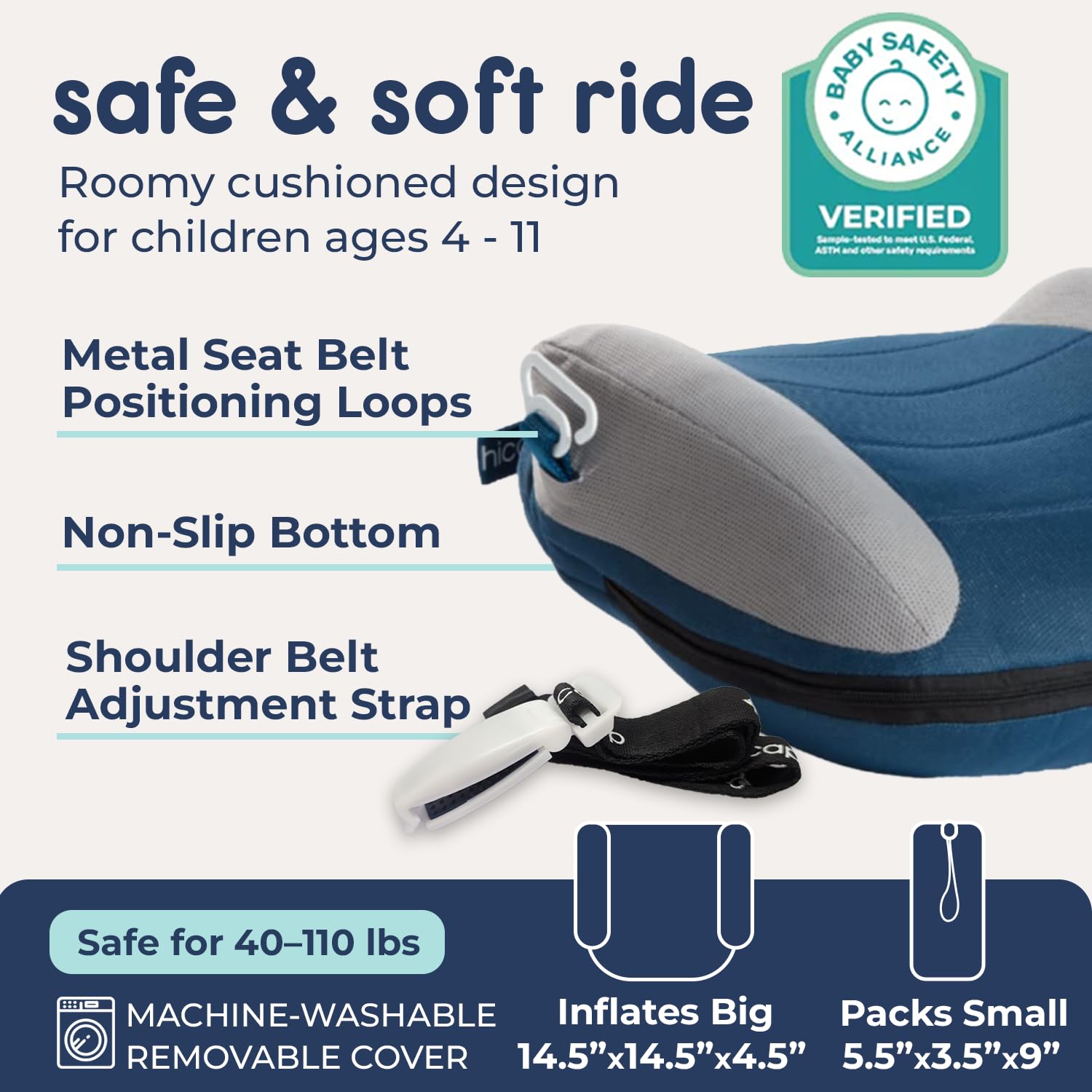 Inflatable Booster Car Seat - Portable Travel Booster for Kids
