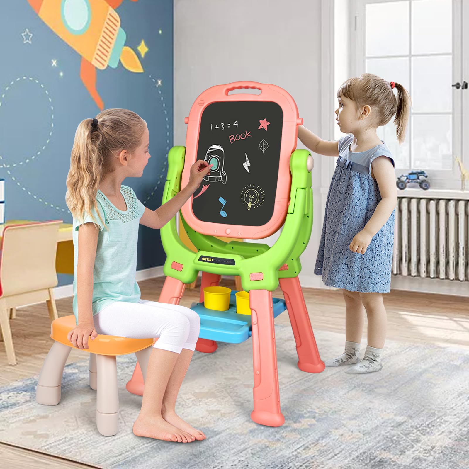 Double-Sided Kids Art Easel - Sturdy Foldable Drawing Board