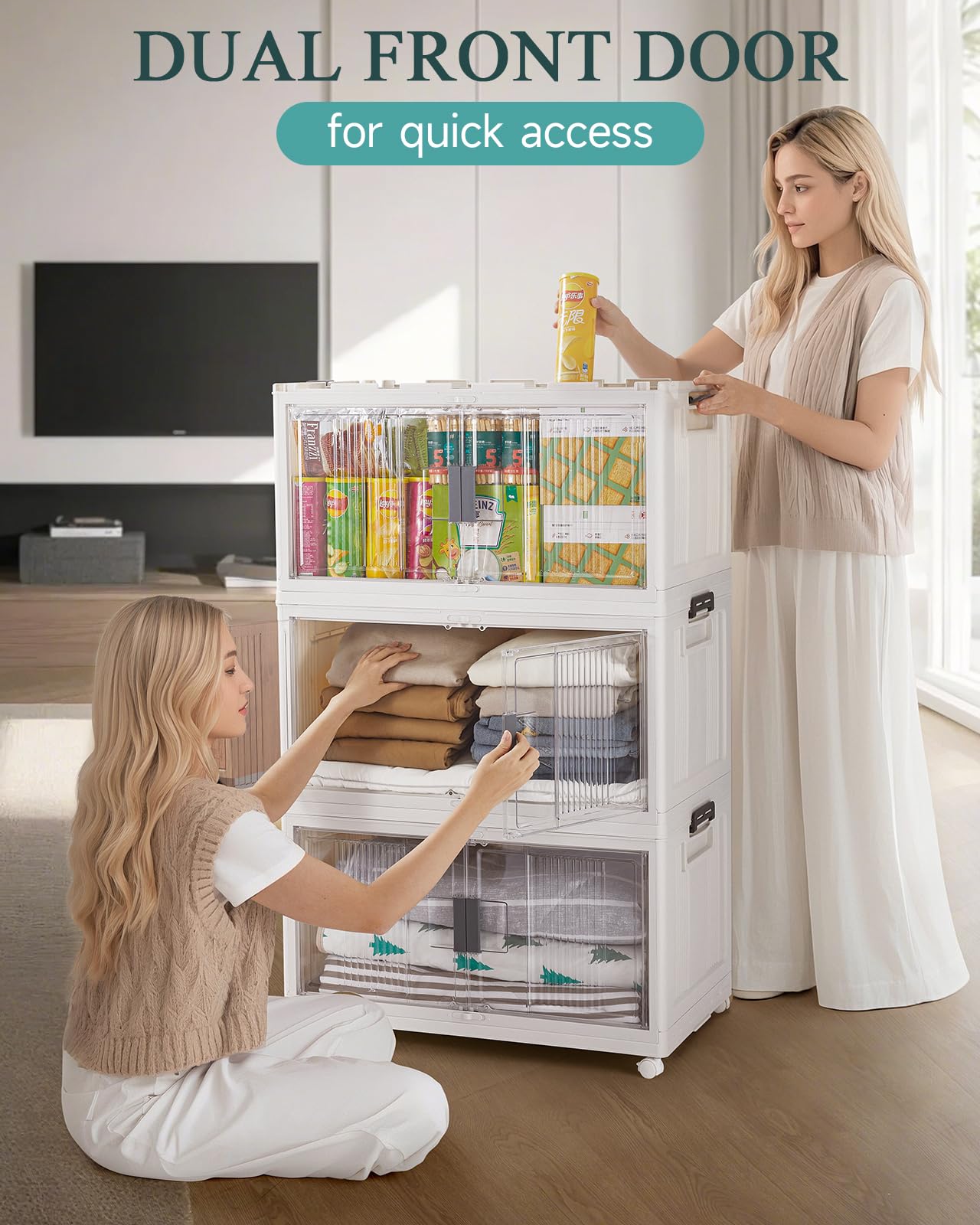 97QT Stackable Storage Bins with Lids and Wheels