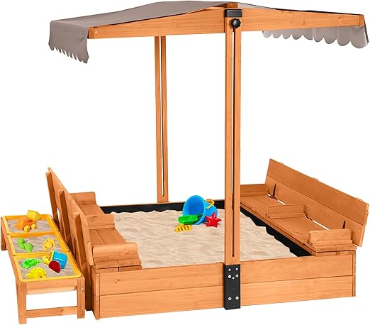 Sandbox with Lid, Sand Boxes for Kids Outdoor, 47.2 Inch Sand Pit