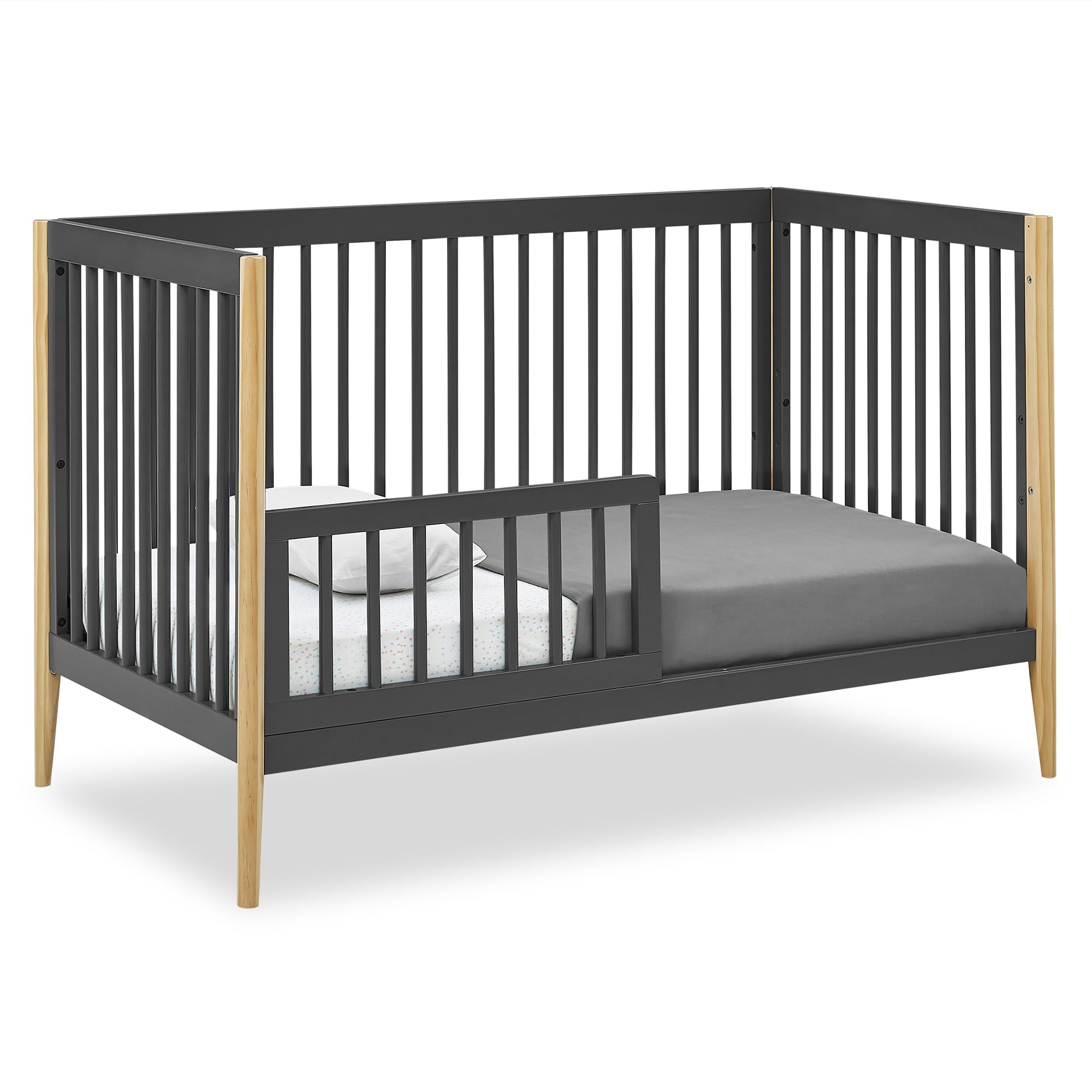 Casey 4-in-1 Convertible Crib - Greenguard Gold Certified, Charcoal/Natural