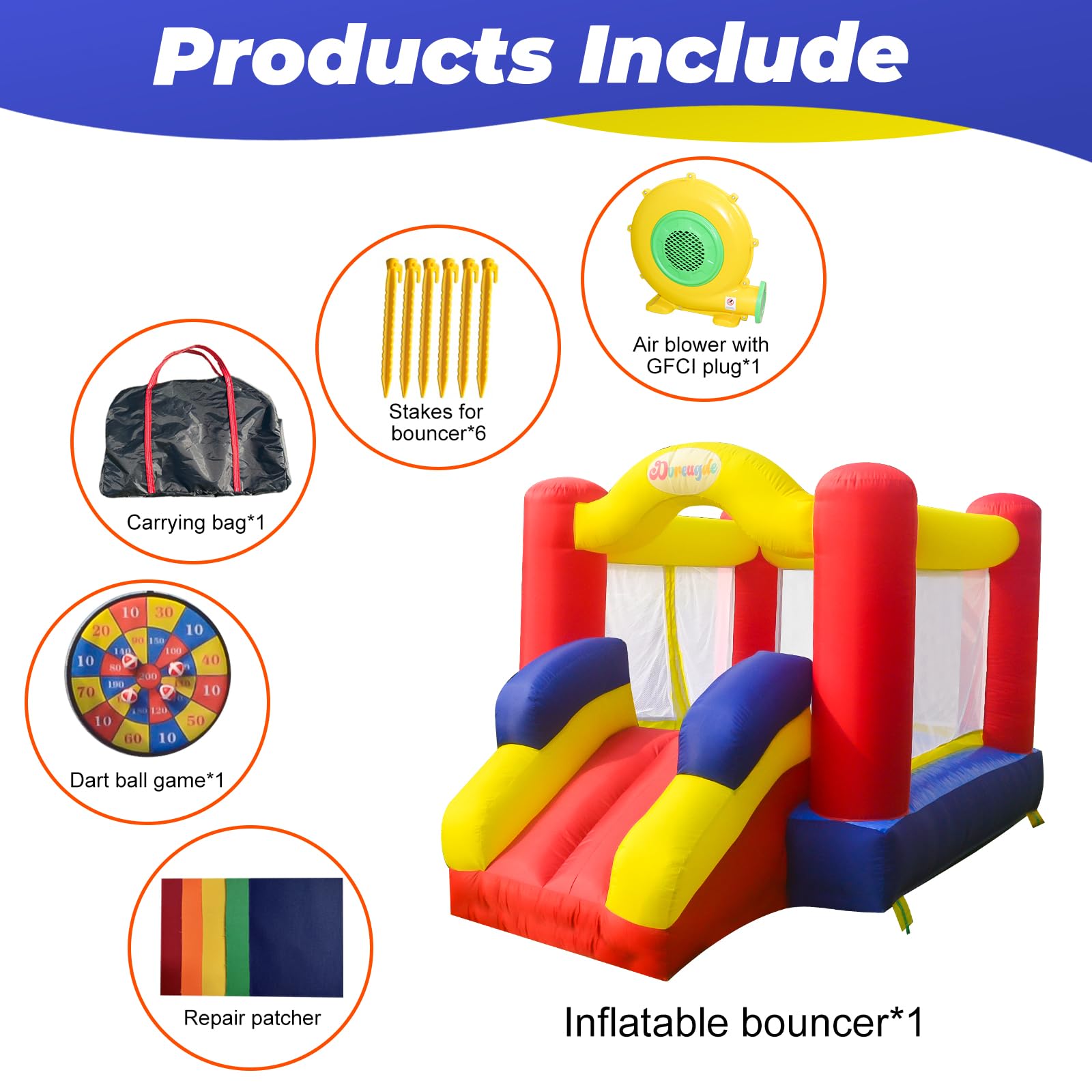 Inflatable Bounce House with Slide for Kids Outdoor