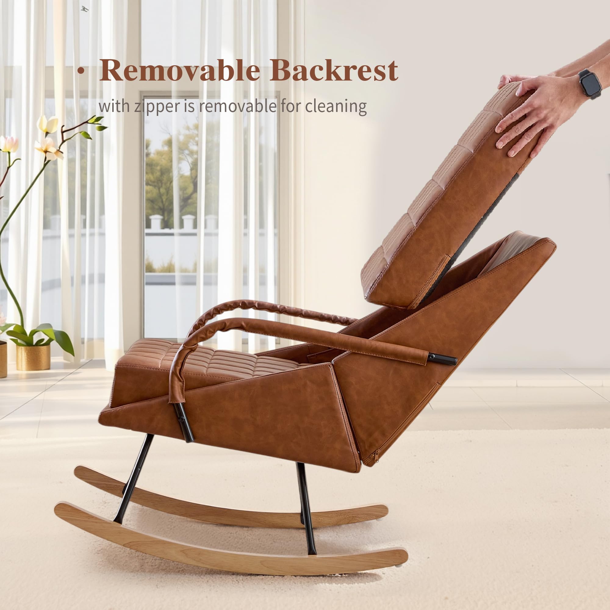 Oversized Nursery Rocking Chair with High Backrest