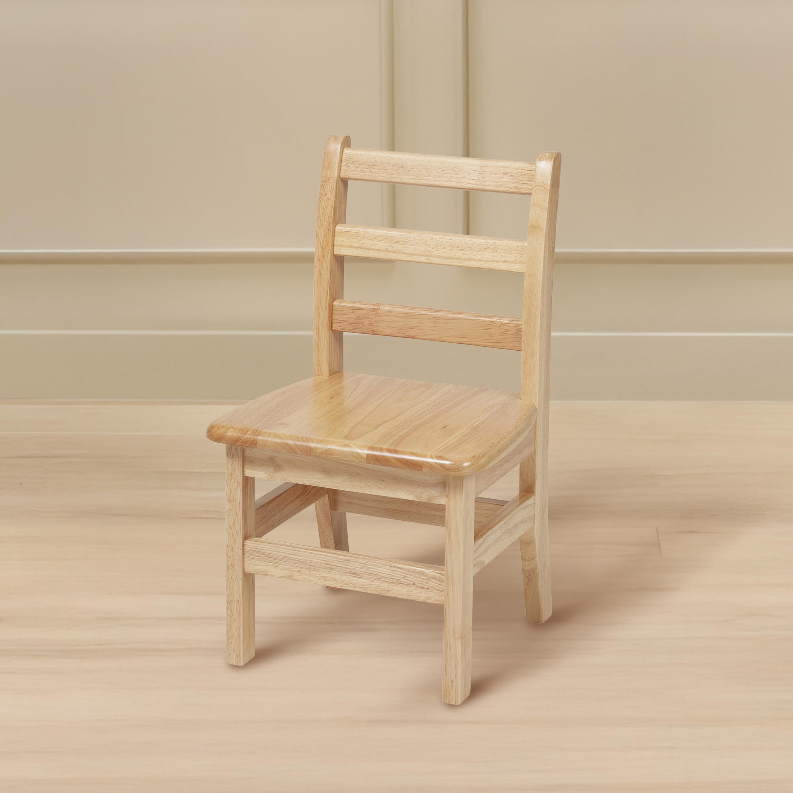 Express Wooden Ladderback Chairs, 12", Kids Furniture, Natural, 2-Pack