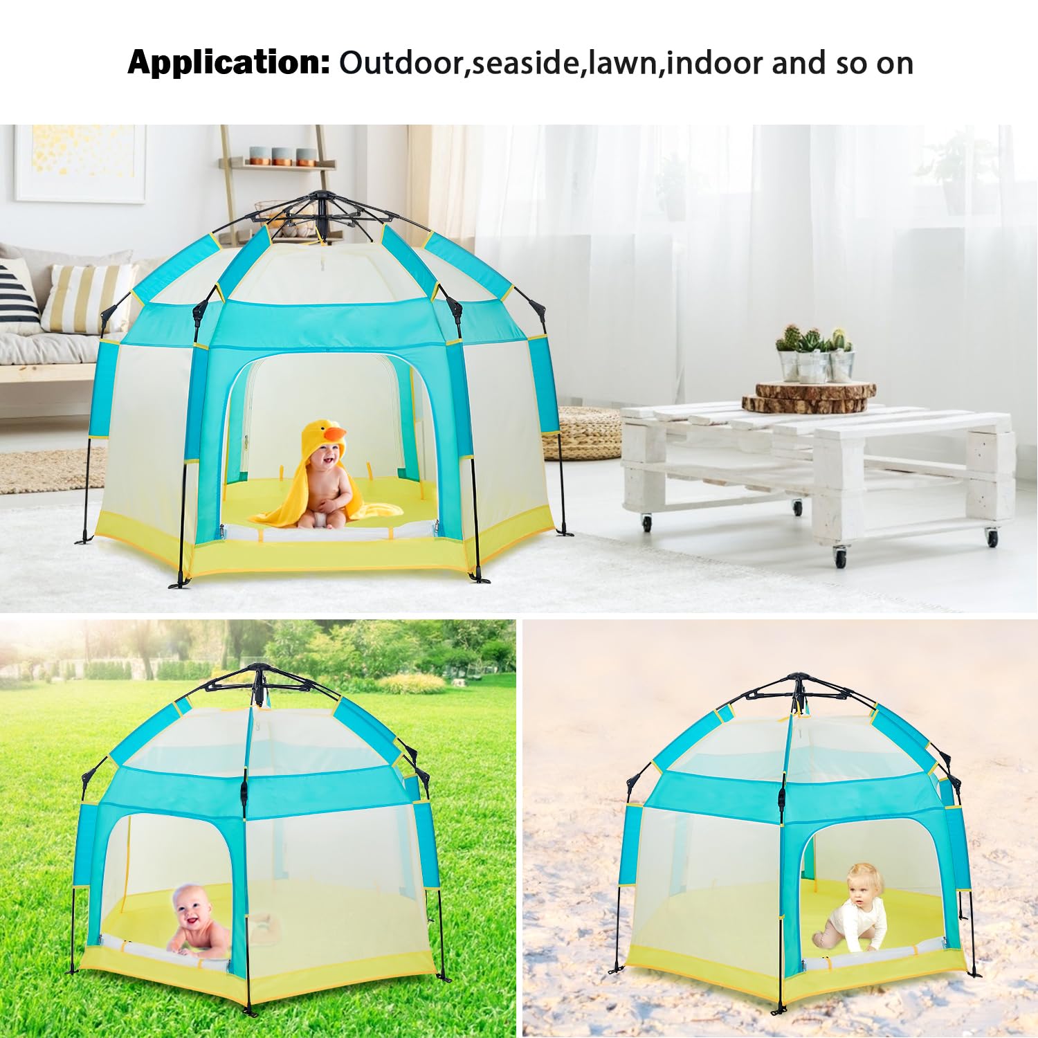 Portable Baby Playpen with Canopy