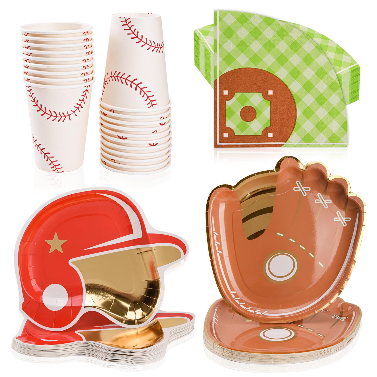 125 Pieces Baseball Party Decoration Tableware Set Baseball Field Disposable Napkins
