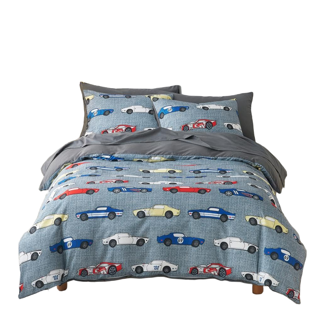 Race Car Bedding Set for Boys, Cute Colorful Sports Car Supercar Wheels