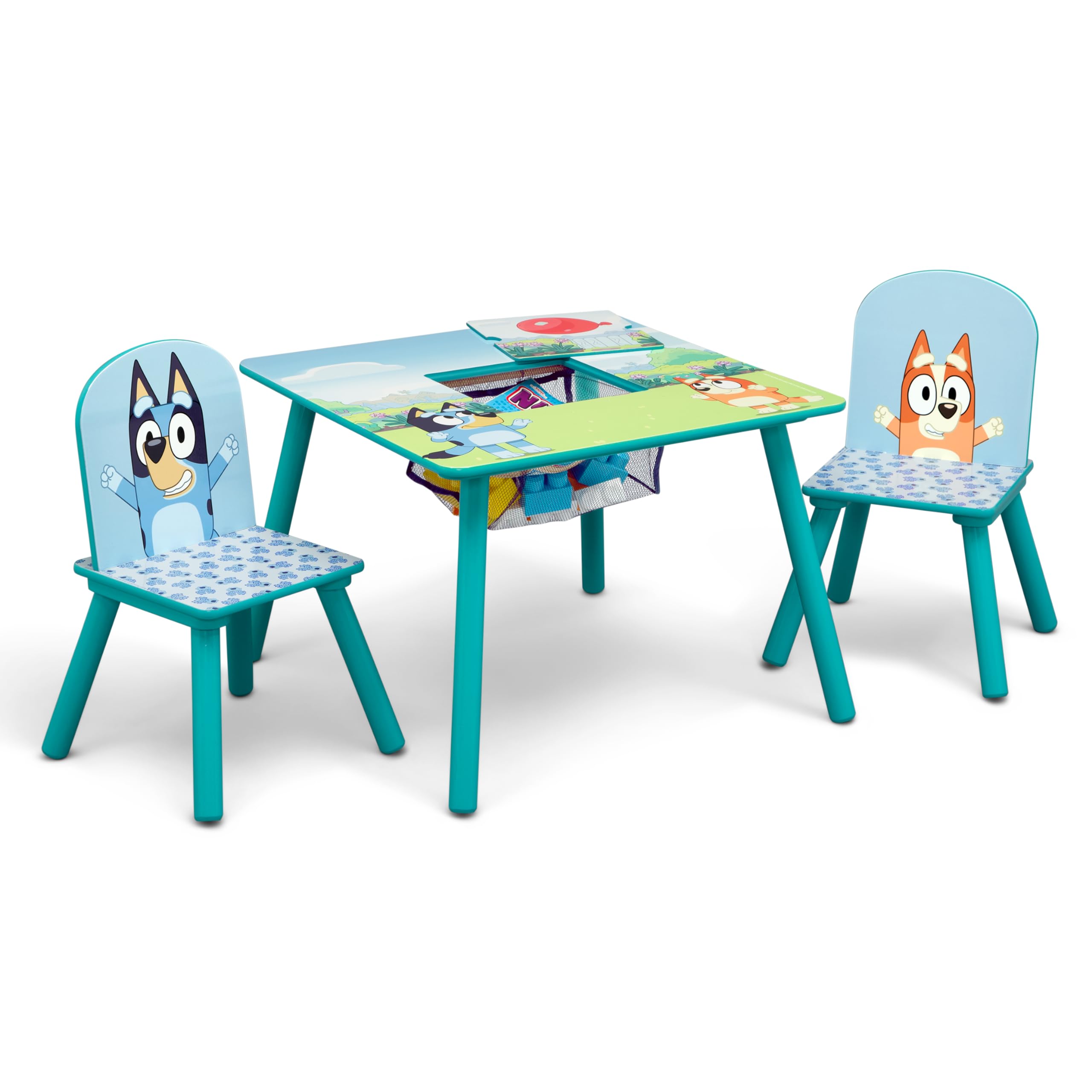 Bluey Kids Table and Chair Set with Storage (2 Chairs Included)